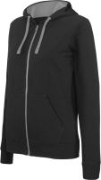 LADIES’ CONTRAST Kapucnis felső FULL ZIP SWEATSHIRT Black/Fine Grey